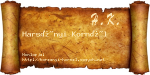 Harsányi Kornél névjegykártya